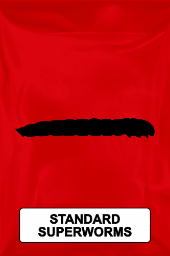 A black silhouette of a standard superworm on a red background. 