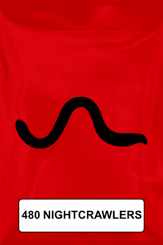 A black silhouette of a nightcrawler worm on a red background. 