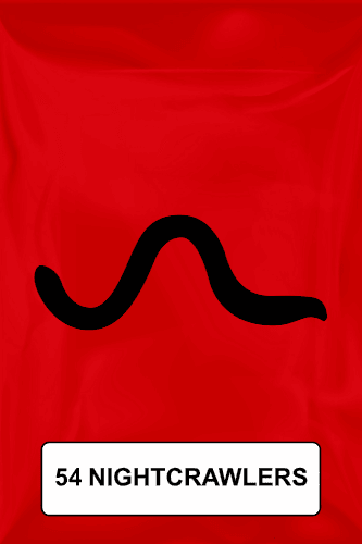A black silhouette of a nightcrawler worm on a red background.  - Thumbnail 1