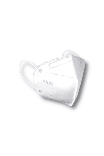 White KN95 disposable face mask.