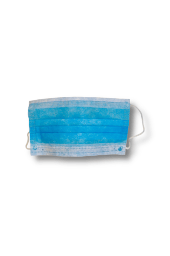 3-ply disposable face mask in blue.